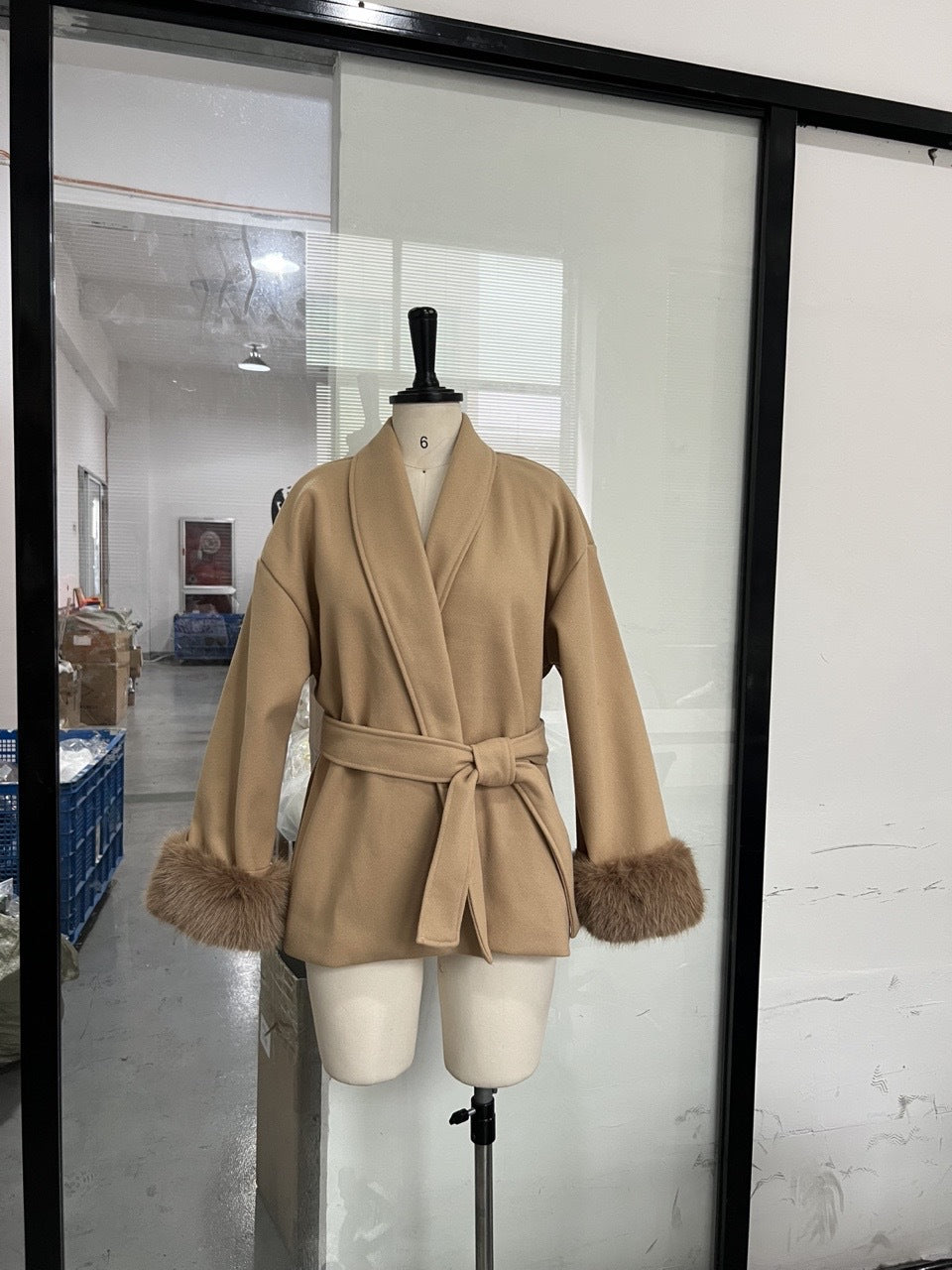 Womens Wool Blend Mid-Length Coat