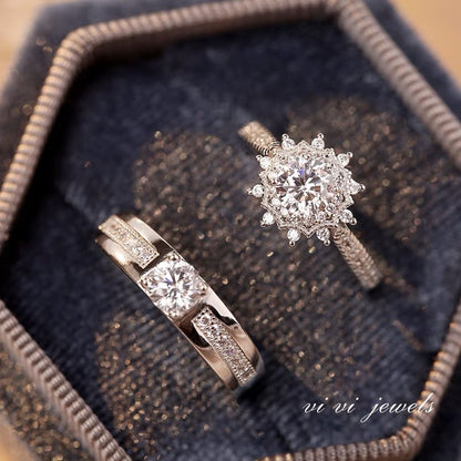 Six-prong imitation diamond ring