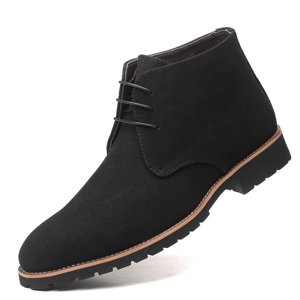 Pointed-toe casual men's leather boots