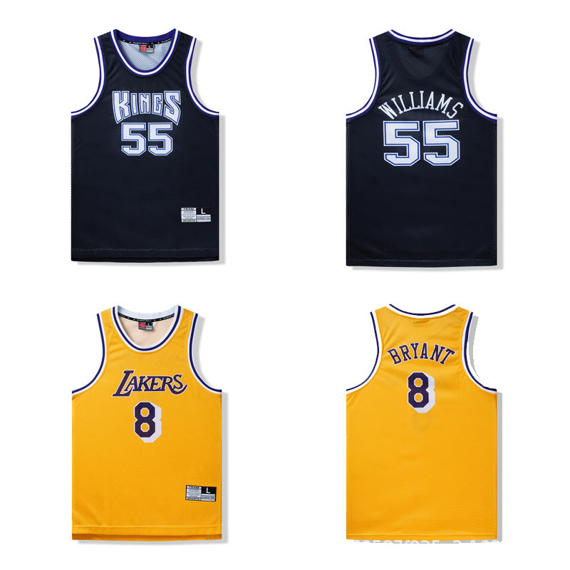 American Retro Mesh Jersey Iverson Maddie Kobe Curry Butler James Digital Print Basketball Vest