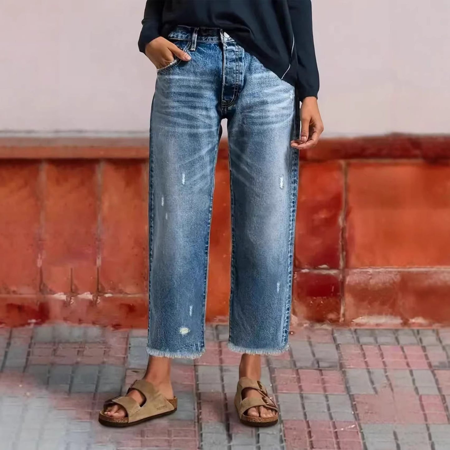 Straight-leg cropped pants