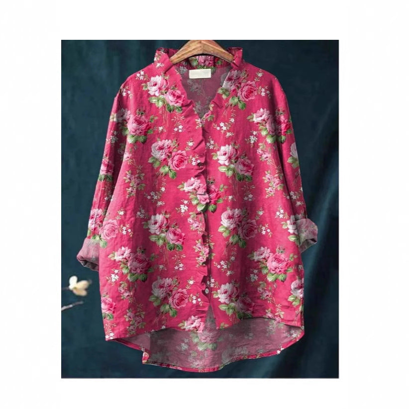 Women's Loose Print Round Neck T-shirt
