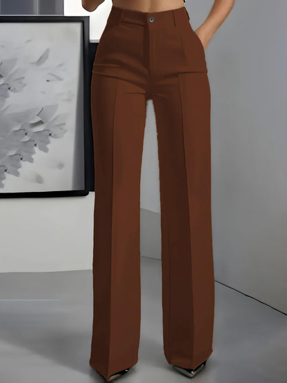 Women's New High-Waisted Straight-Leg Simple Suit Trousers