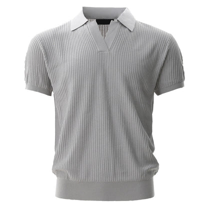 Men's Knitted Short Sleeve Polo Shirt