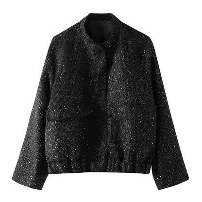 Womens Sequin Embellished Casual Jacket