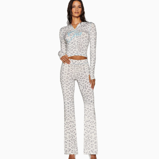 Women's Printed Hooded Long Sleeve Two-Piece Set