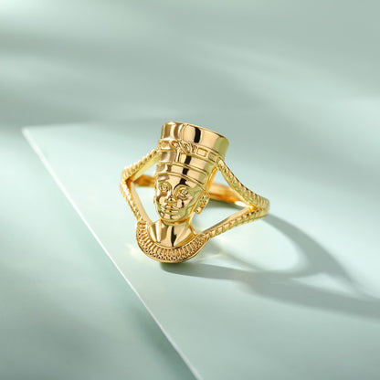 Ring for Men and Women: Egyptian African Queen Charming African Goddess Handpiece with Adjustable Opening Ring
