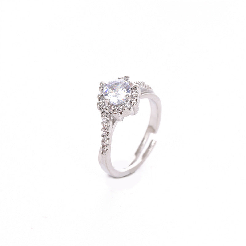 Six-prong imitation diamond ring