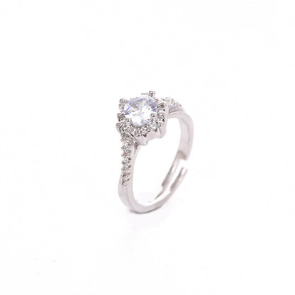 Six-prong imitation diamond ring