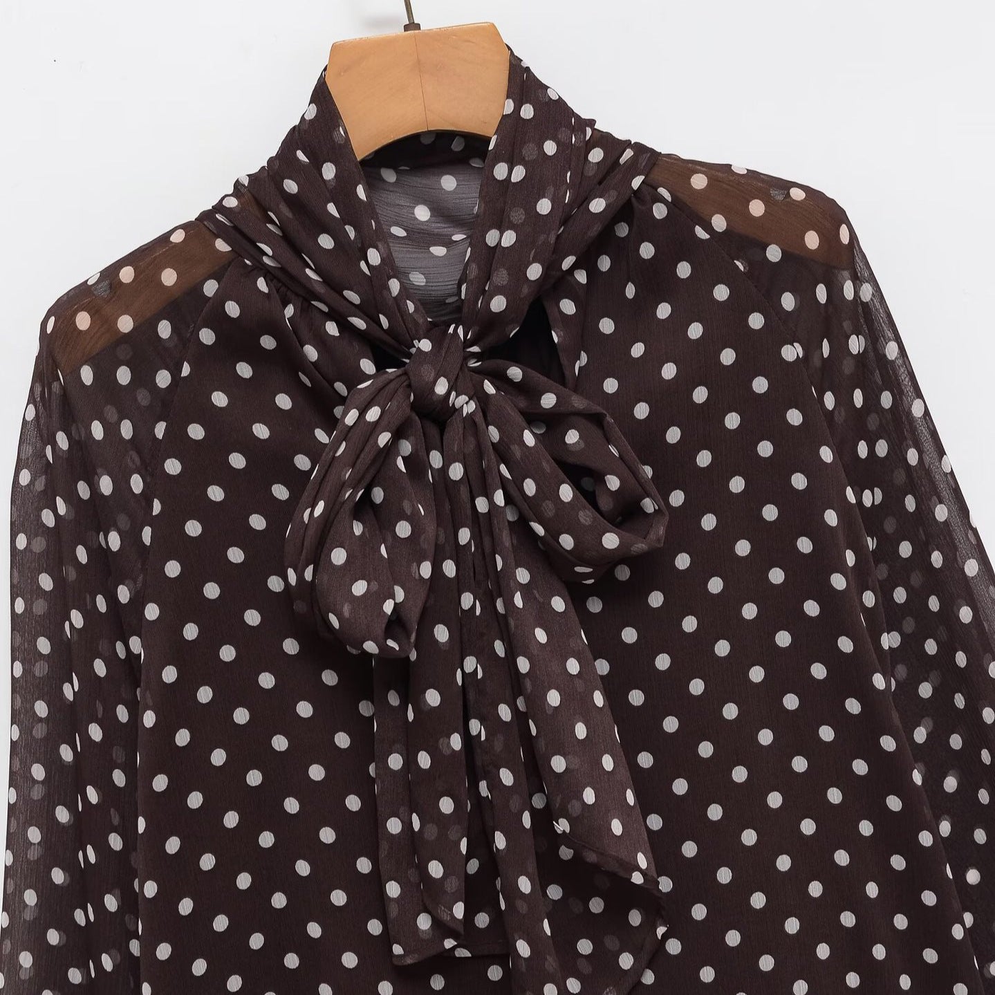 Zarz Womens Bow Polka Dot Shirt