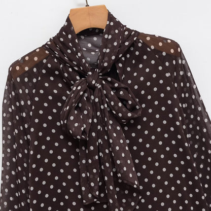 Zarz Womens Bow Polka Dot Shirt