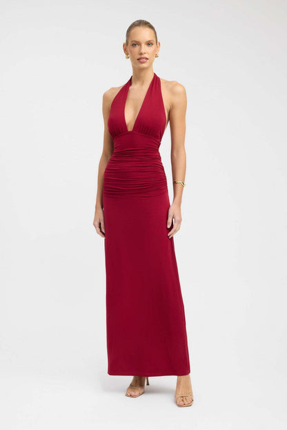 Elegant Halterneck Slit Long Dress