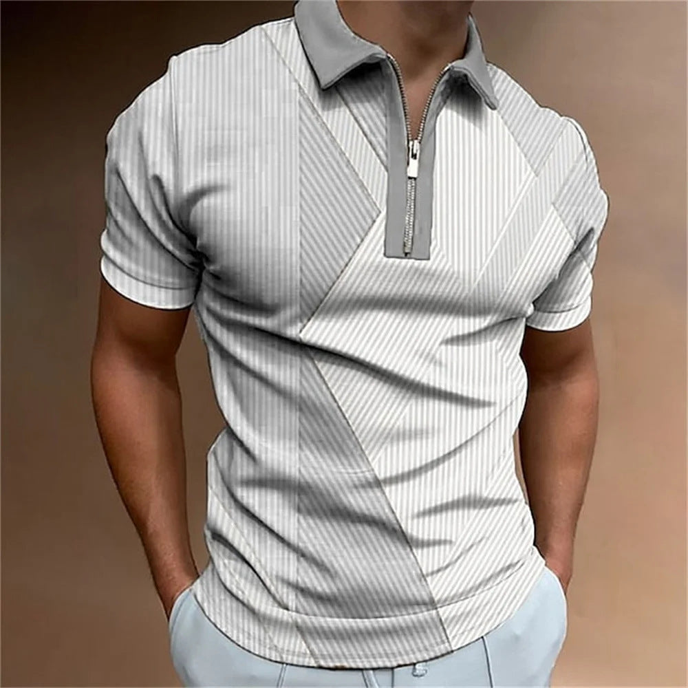Summer short sleeved T-shirt casual business button top T-shirt fashionable men's clothing