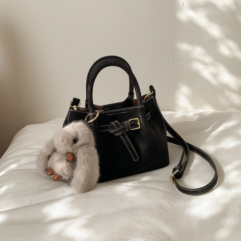 High-end suede bucket bag