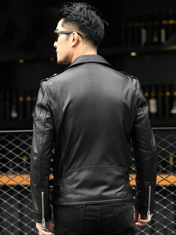 Mens Genuine Leather Biker Jacket