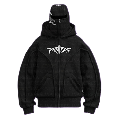 Loose Fit Hooded Sweatshirt with Geometric Design