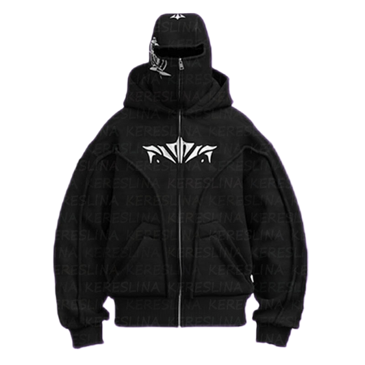 Loose Fit Hooded Sweatshirt with Geometric Design