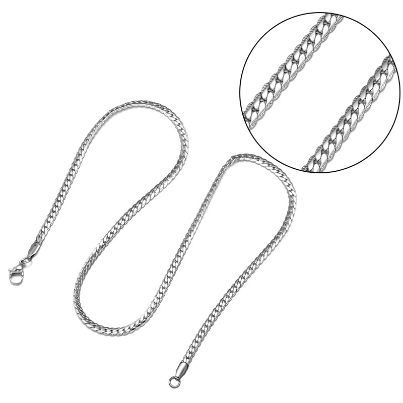 HIP Hop Gold Color Stainless Steel Curb Cuban Link Chain Necklaces Trendy Choker 50CM Long Flat Snake Chain for Men Jewelry