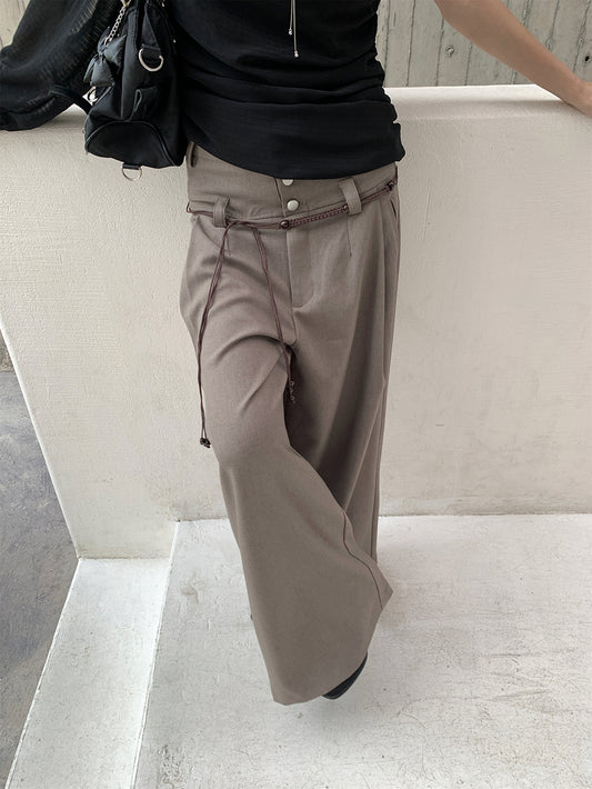 Double-Waist Pleated Casual Pants for Women