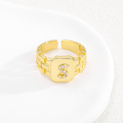 European and American ring letter series jewelry strap design letter opening ring