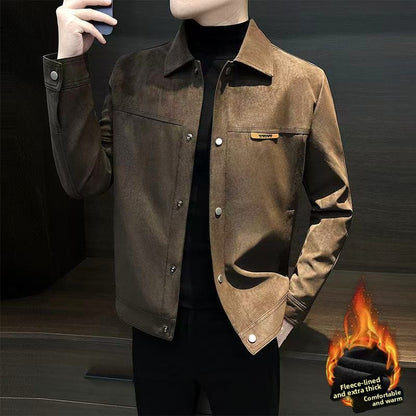 Mens Vintage Suede Lapel Jacket