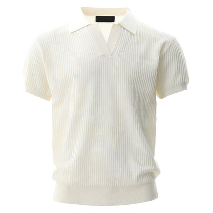 Men's Knitted Short Sleeve Polo Shirt
