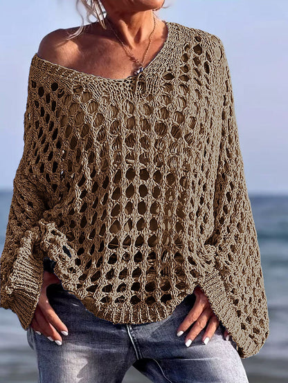 Hollow Out Knit Sun Protection Shirt