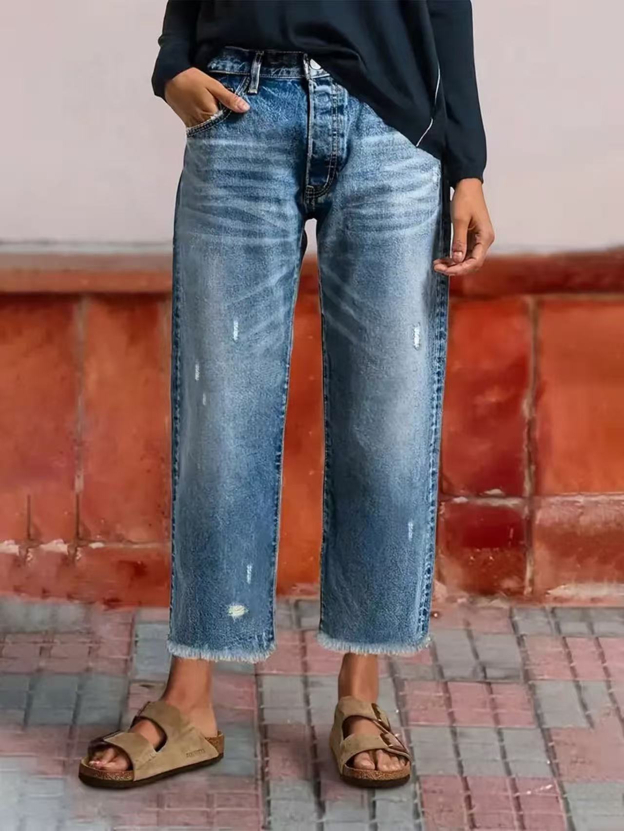 Straight-leg cropped pants