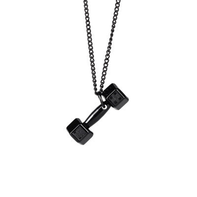 Korean Fashion Fitness Lettering Dumbbell Necklace Men's Pendant Domineering Titanium Steel Personality Couple Girls Simple Jewelry