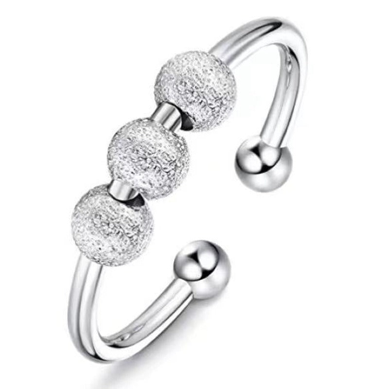 6 Pcs Silver Plated Rings Set, Fidget Anxiety Rings for Women, Adjustable Open Ring Set, Stack Rings Above Knuckle, Stress Relief Stackable Rings, Gift for Women Men Girls