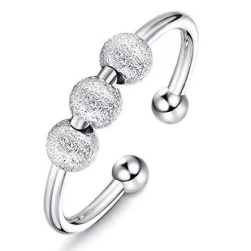 6 Pcs Silver Plated Rings Set, Fidget Anxiety Rings for Women, Adjustable Open Ring Set, Stack Rings Above Knuckle, Stress Relief Stackable Rings, Gift for Women Men Girls