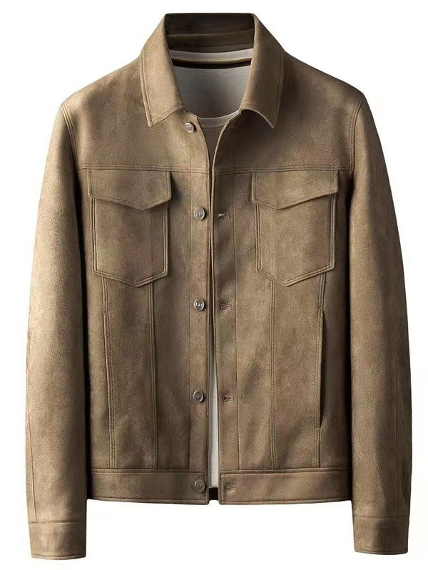 Men's Suede Lapel Jacket Casual Business Style
