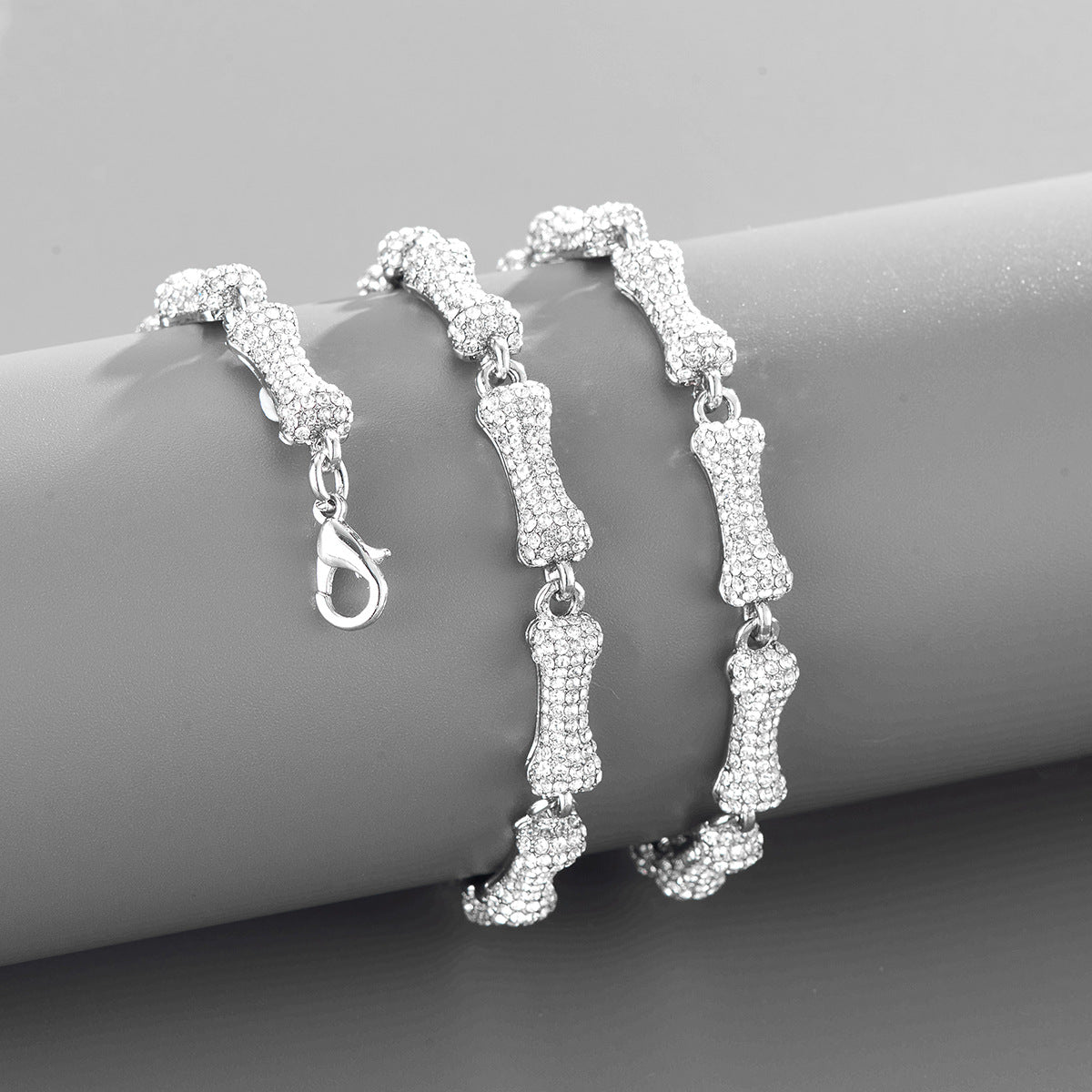 Exaggerated Trendy Personality Trendy Models Full Of Drill Bones Hip-Hop Necklace Men And Women Cuban Chain Clavicle Chain