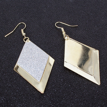 Simple Diamond Shaped Frosted Earrings Personality Retro Earrings Women Earrings