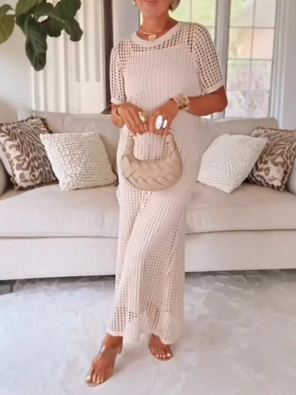 Women's Plaid Hollow-out Dress Set