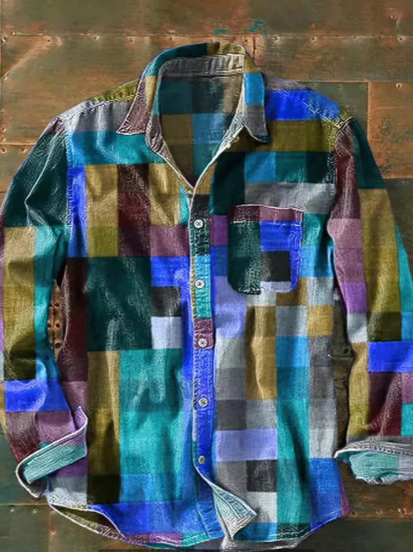 Retro Plaid Long Sleeve Shirt