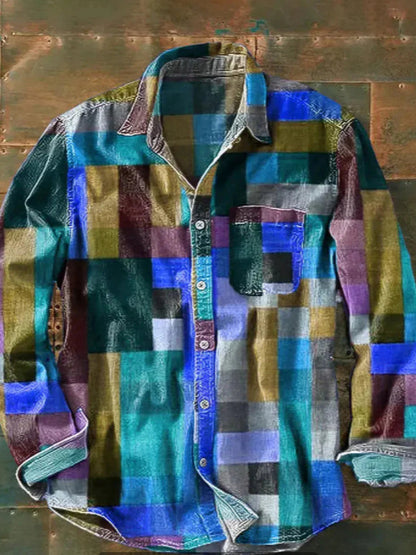 Retro Plaid Long Sleeve Shirt