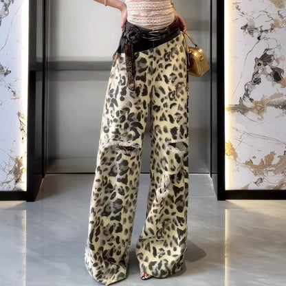 Patchwork Leopard-Print Jeans
