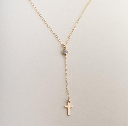 Small Gold Cross Pendant Necklace Women Girl Kids,Mini Charm Pendant