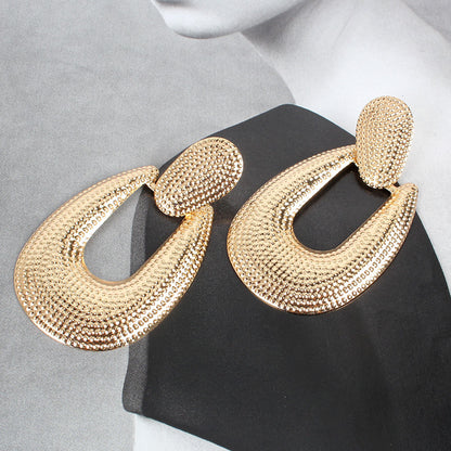 Fashion Alloy Earrings Women Personality Exaggerated Texture Geometric Drop Earrings