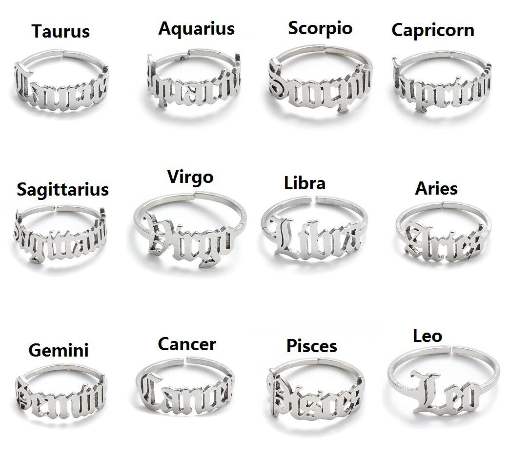 New Stainless Steel Ring Women's ins Colorless European and American Opening Retro Simple English Letter Ring Men