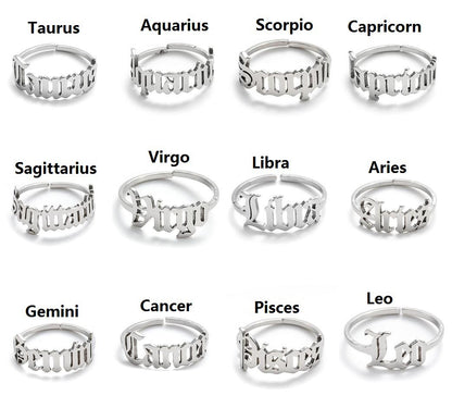 New Stainless Steel Ring Women's ins Colorless European and American Opening Retro Simple English Letter Ring Men