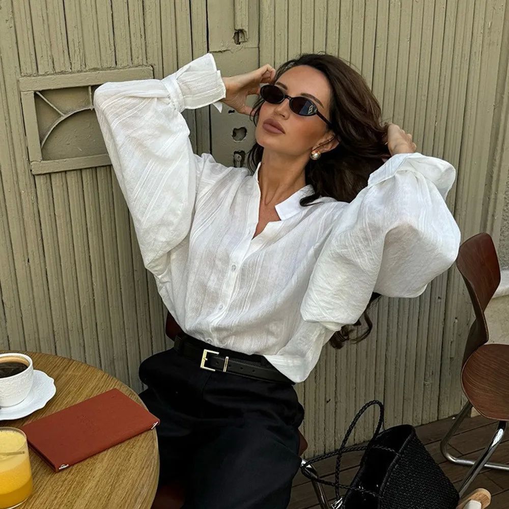 Stand Collar Loose Long Sleeve Shirt