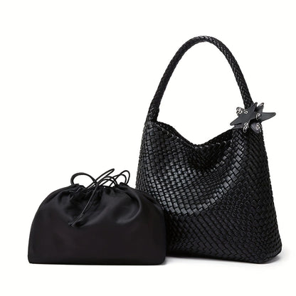 Woven PU Tote Bag with Magnetic Closure