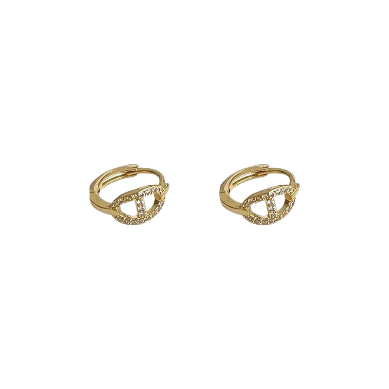 Sterling Silver Plated Gold Pig Nose Diamond Earrings