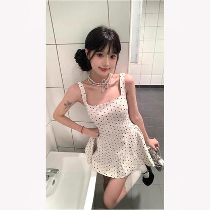 French Style Print Sling Dress
