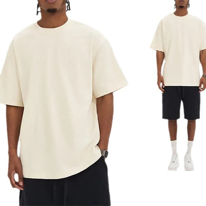 Solid color short-sleeve cotton T-shirt Men