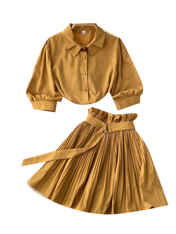 Spicy Girl Sexy Short-Sleeve Shirt and Skirt