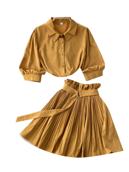 Spicy Girl Sexy Short-Sleeve Shirt and Skirt