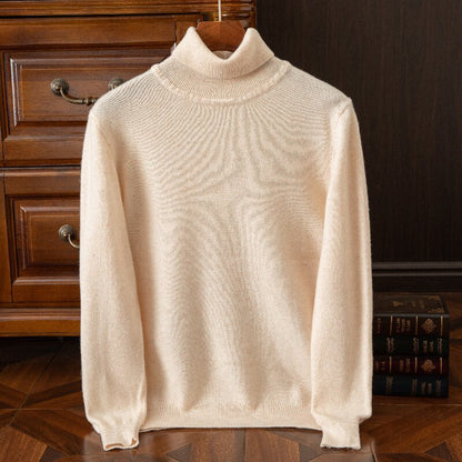 Classic versatile thick wool sweater with round V-neck